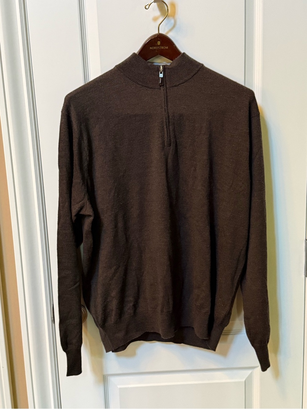 Peter Millar Brown Quarter-Zip Sweater